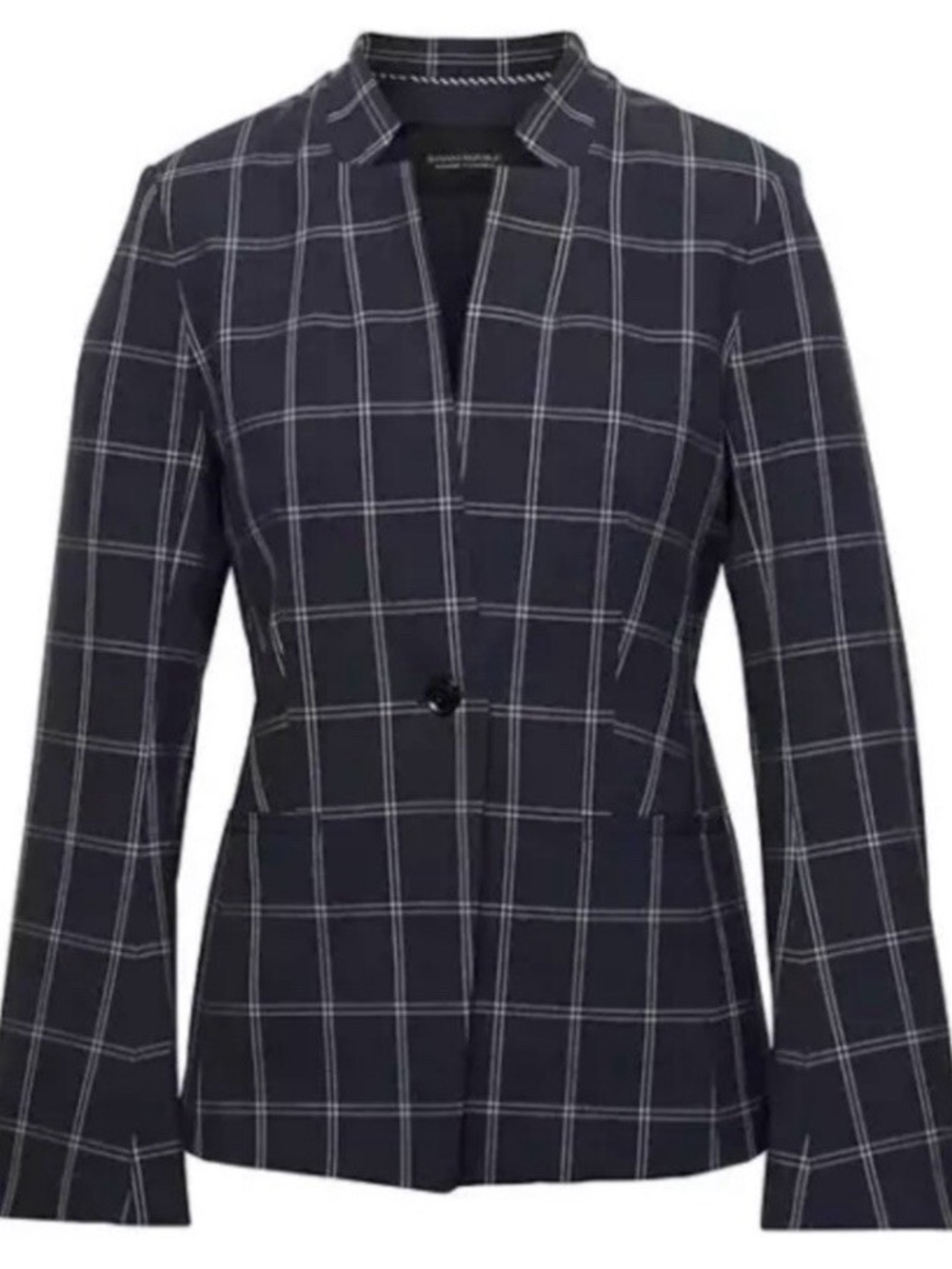 BANANA REPUBLIC bell sleeve plaid blazer